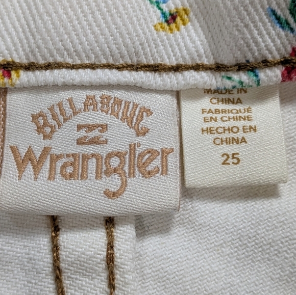 Billabong X Wrangler White Red Yellow Floral Denim Jean 25 - Picture 9 of 12